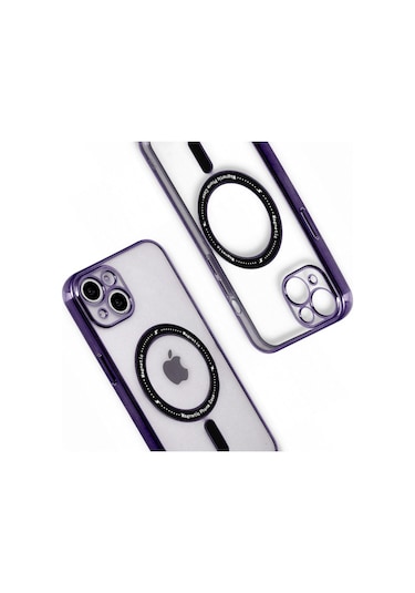 İphone 14 Kılıf Magsafe Özellikli Gold Seri Lazer Silikon Kapak