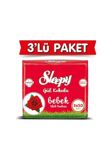 Sleepy Gül Kokulu Islak Bebek Havlusu 50 Yaprak X 3 Adet
