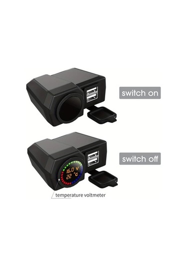 Pazly 1 Bilgisayar 3 Motosiklet Şarj Cihazı Dijital Ekran Çift Usb Araç Şarj Aleti 5v3a İphone Huawei İçin