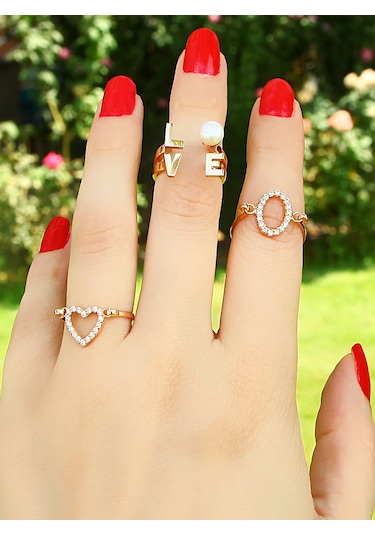 Kuyumcudukkani Elişi Oval Şekilli Taşlı Yüzük-10310-r-w Rose