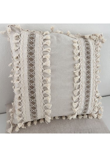 Dnc Home Tekstil Ndchome Kalın Dantel Ponponlu Krem Kırlent Kırlent Kılıfı 43 X 43