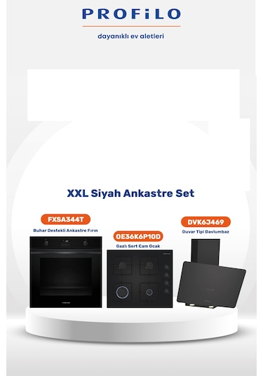 Profilo FXSA344T - OE36K6P10D - DVK6J469 3'lü Siyah Ankastre Set
