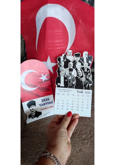 2026 Atatürk Takvimi Ahşap Ayaklı Atatürk Temalı Özel Tasarım Takvim, Atatürk 2026 Takvim
