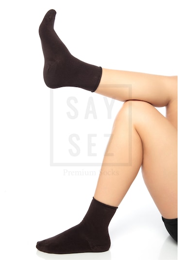 Bambu Kadın Lastiksiz Kahverenk Soket Dikişsiz Premium Çorap 3'lü Kahverengi