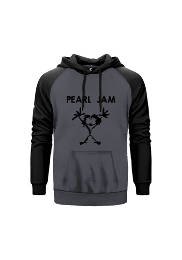 Pearl Jam Mascot Gri Reglan Kol Unisex Sweatshirt Hoodie Gri