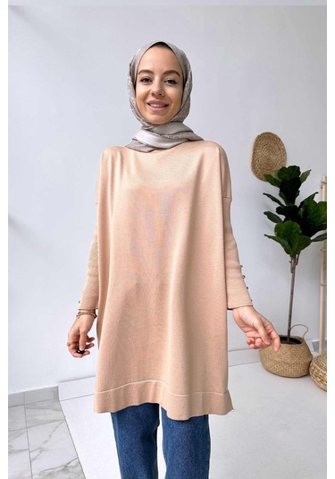 Kol Detay Merserize Tunik - Sütlü Kahve Sütlü Kahve