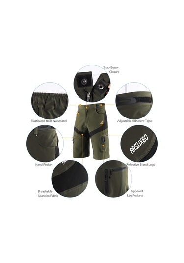 Arsuxeo Erkekler Bisiklet Şort Çabuk Kuruyan Nefes Açık Spor L Siyah