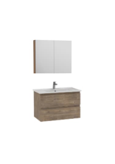 Creavit Alinda 80 Cm Lavabo Dolaplı Ve Aynalı Dolap Naturel Çam