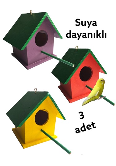 Ncy Ahşap Kuş Yuvası Kuş Evi Dış Mekan Suya Dayanıklı 3 Adet 15 x 15 x 20 CM