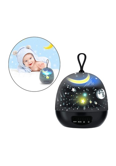 Homyl Yıldızlı Gece Işığı Projektörü 8 Renk Değiştirme Siyah Çok Renkli