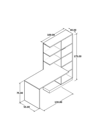 Bicabin Narin Raflı Dolaplı Çalışma Masası Mdf