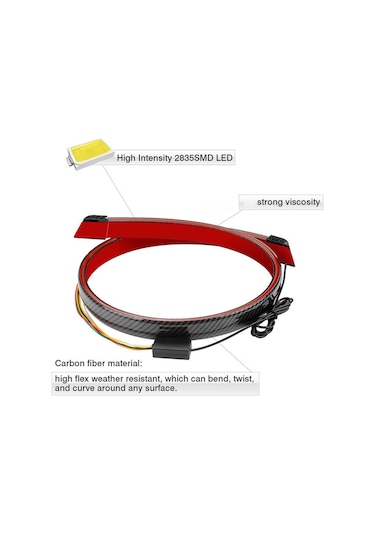 Cbtx Global Karbon Fiber Pvc Araba Arka Spoiler Bagaj Kapağı Led Işık Çubuğu Koşu Dönüş Sinyali Fren Arka Lambası Şeridi