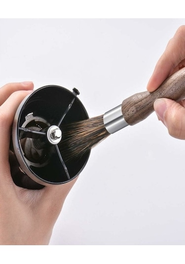Besthome1 Kahve Öğütücü Temizleme Fırçası Doğal Domuz Kılı Ceviz Saplı Askılı Dikey