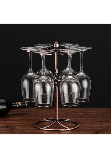 Venturemart Bronz Metal Ev Şarap Cam Seti İle 6 Kristal Kök Şarap Bardakları Şarap Sürahi Baş Aşağı Kapat
