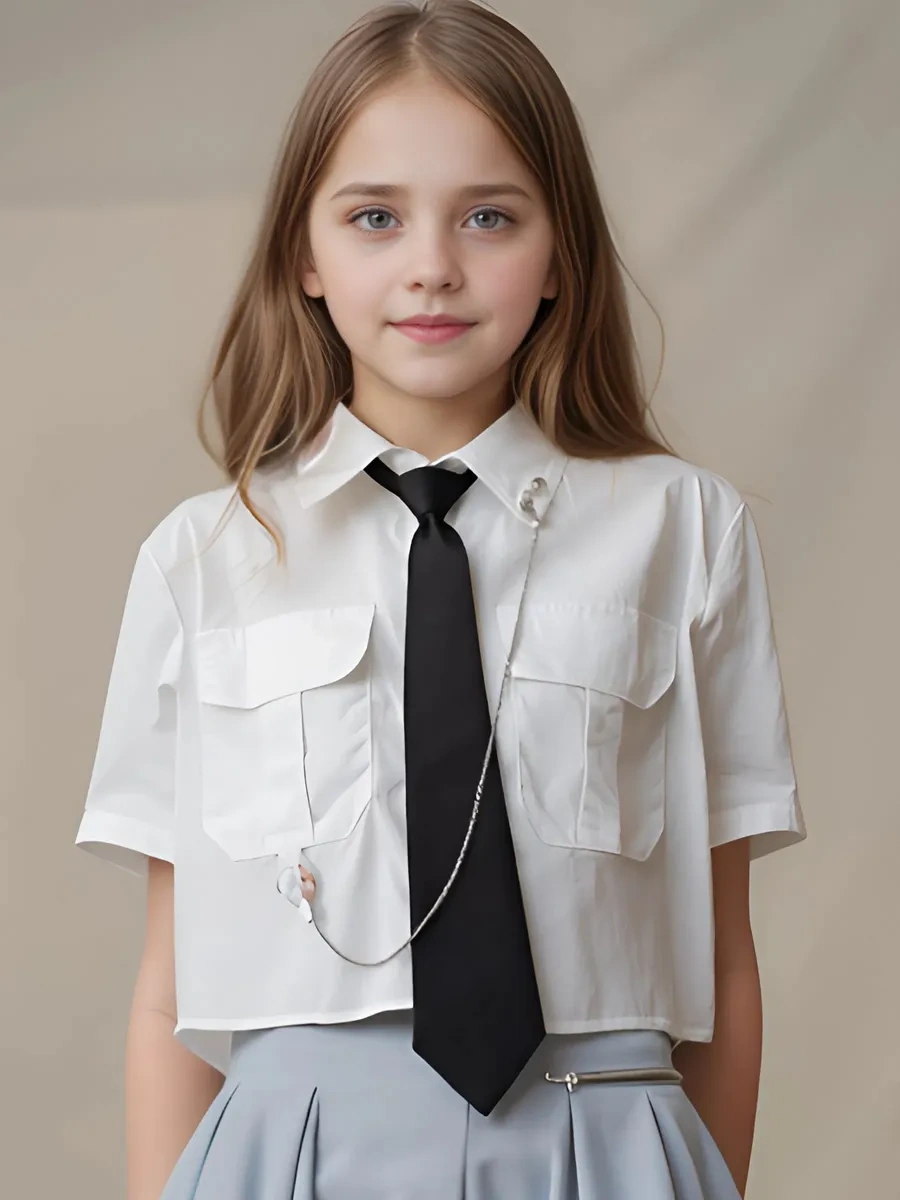 Heo Heo Y2k Tarzda Kargolu Kısa Okul Gömleği 207706024 Beyaz