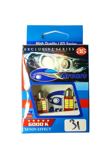Sofit Led 12v 31mm 10 Ledli Beyaz Ampül 2'li Takım