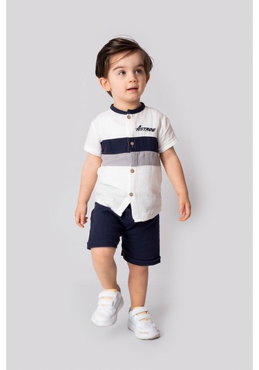 Marvello 12-18 Aylık Erkek Çocuk Garnili Kısa Kollu Takım %100 Pamuklu Yazlık Alt Üst Takım Çok Renkli