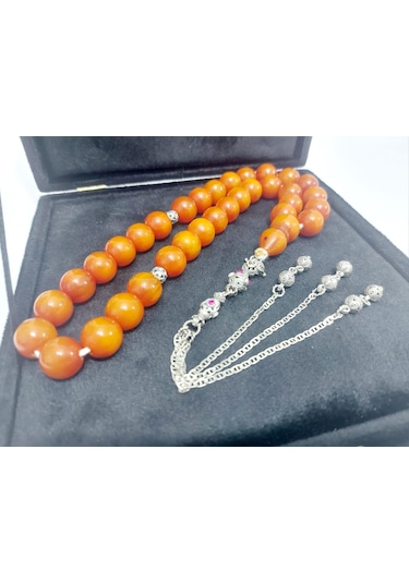 Miskevi Bağa Küre Kesim Gümüş Püsküllü Tesbih Ölçü 13x13