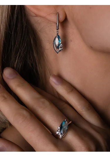 Lamponi 925 Ayar Gümüş Uzun Cerestenli Ve Topazlı Küpe 103986474 Diğer