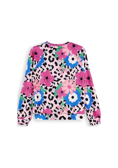 Denokids Çiçekli Leopar Kız Çocuk Sweatshirt Renkli