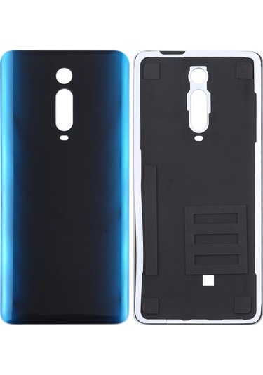 Xiaomi Mi 9t Logolu Pil Kapağı - Lens Hariç - Mavi Mavi