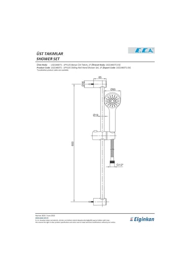 Eca Spylos 102146071 Hareketli Sürgülü Duş Seti Krom