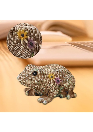 Homyl Kurbağa Heykeli Reçine El Sanatları Süsleme Kitaplık 12x7x9cm