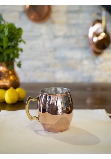 Bakır Kupa Bardak Döküm Kulplu Model Bakır Renk