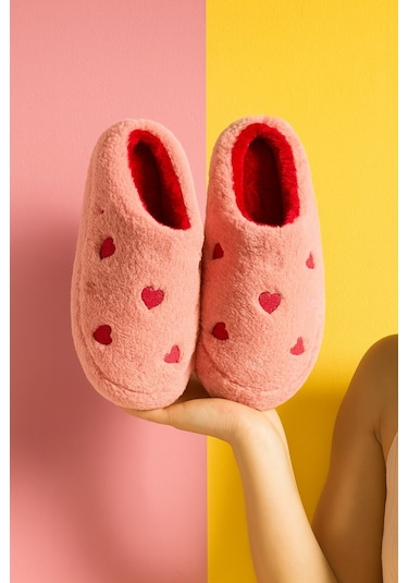 Elegant Kalpli Kadın Ev Terliği Günlük Rahat Kışlık Terlik Pembe