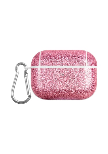 Airpods Uyumlu Pro Glitter Toz Cilt Dokusu İçin Pc Tws Kulaklık Kılıfı Gül Kırmızısı Kırmızı