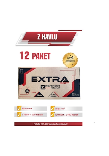 Ermet Extra Z Kağıt Havlu 12li Paket 2400 Yaprak