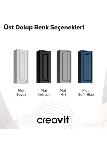 Creavit Kayra Ayna Yan Dolabı 30cm Mat Beyaz Mat Beyaz