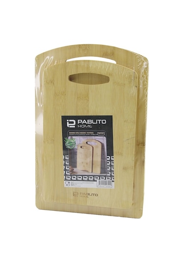 2pcs Set Ahşap Bambu Kesim Panosu - Kesme Tahtası 18x28x1cm--22 -