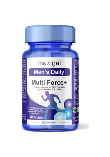 Maxigal Men's Daily Multi Force + Vitamin Mineral Ve Bitki Ekstreleri İçeren Takviye Edici Gıda 90 Tablet