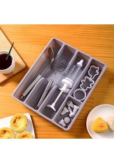 Oldfriend Beyaz Mutfak Çekmece Organizatörü: Bıçak Çatal Saklama Tepsili Plastik Organizer Beyaz