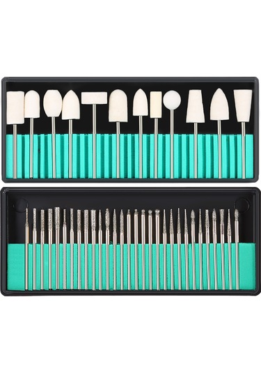 Yifomall Profesyonel Tırnak Makinesi İçin 30 Parça Çelik Ve 13 Parça Yün Tırnak Parlatma Ucu Seti - 2 Kutu