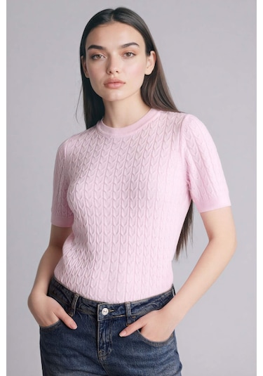 Defacto Regular Fit Kısa Kollu Kazak D3306AX26SP Pembe