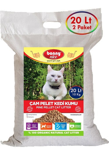 Bonny Nice Doğal Pellet Çam Peleti Kedi Kumu 2 x 20 L