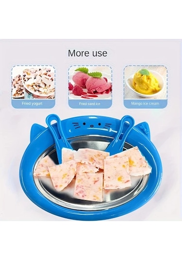 Willowhaven Mavi Gençler İçin Paslanmaz Çelik Dondurma Makinesi Dıy Yoğurt Sorbet Smoothie Kedi Tasarım