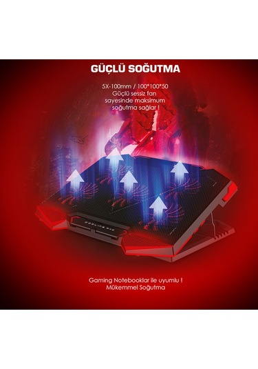 Rampage Addison AD-RC5 15" - 17" 5 Fanlı Stand Gaming Notebook Soğutucu