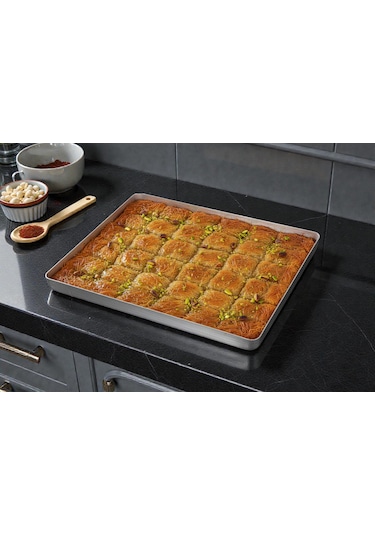 Alüminyum Baklava Tepsisi 35x45x3 Cm 1000 Gr Gri