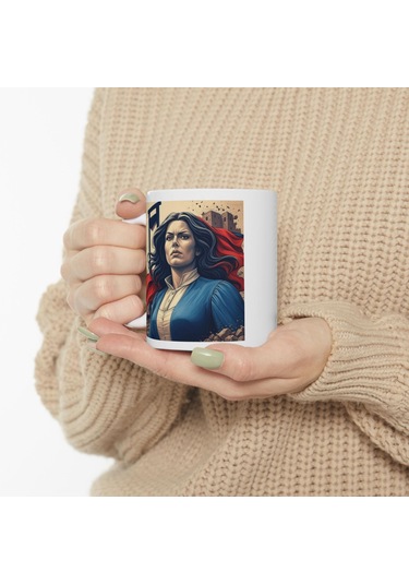 Fransız Devrimi Kupa Bardak Marie Antoinette Temalı Sanatsal Hediyelik Bardak Beyaz