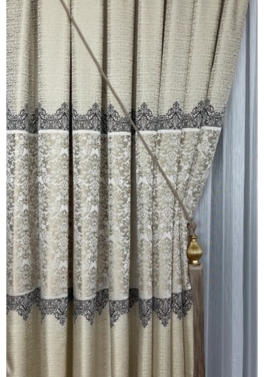 Takım Fon Perde Krem-bej 2 Kanat Fon+aksesuar Krem