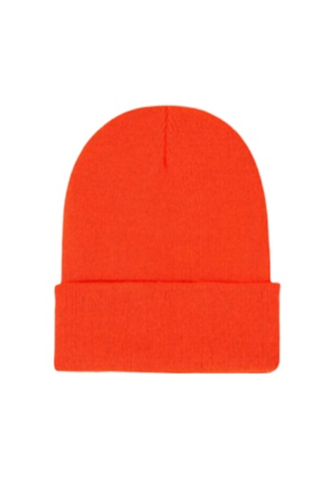 Unisex Kışlık Turuncu Katlamalı Bere Turuncu