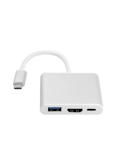 Usb Type-c 3.1 - Hdmı + Usb3.0 Otg + Type-c Dişi Adaptör 1080p Hd Video İletim Adaptörü