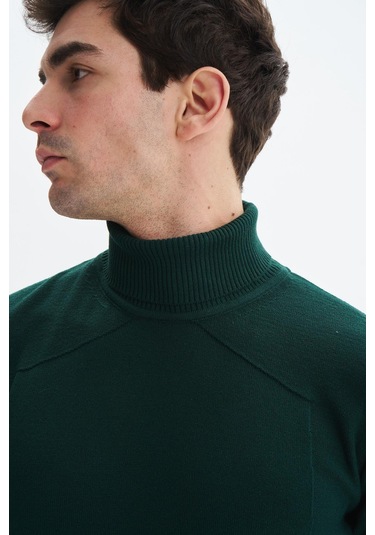 Arma Erkek Slim Fit Likralı Akrilik Kumaş Boğazlı Yaka Triko Kazak K0kro0862 Yeşil