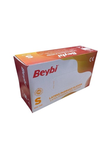 Beybi Lateks S Pudrasız Muayene Eldiven 100'lük Kutu