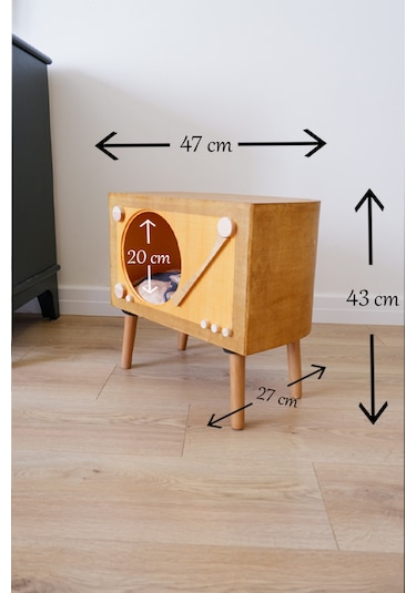 Huncar Kedi Evi Dekoratif Retro Plak Çalar Kedi Evi