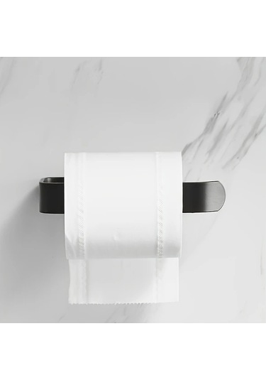 Sunshine011 Kendinden Yapışkanlı Siyah Duvar Kağıt Havlu Askısı - Mat Siyah, Delme Ve Vida Yok Siyah