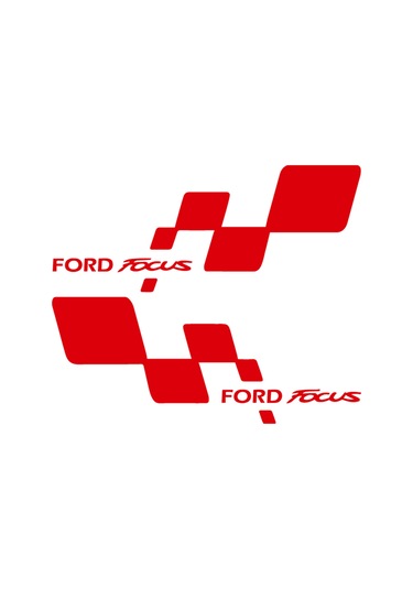 2 Adet Ford Focus Sticker - Kapı Altı Sticker - 20cm X 8cm - Kırmızı